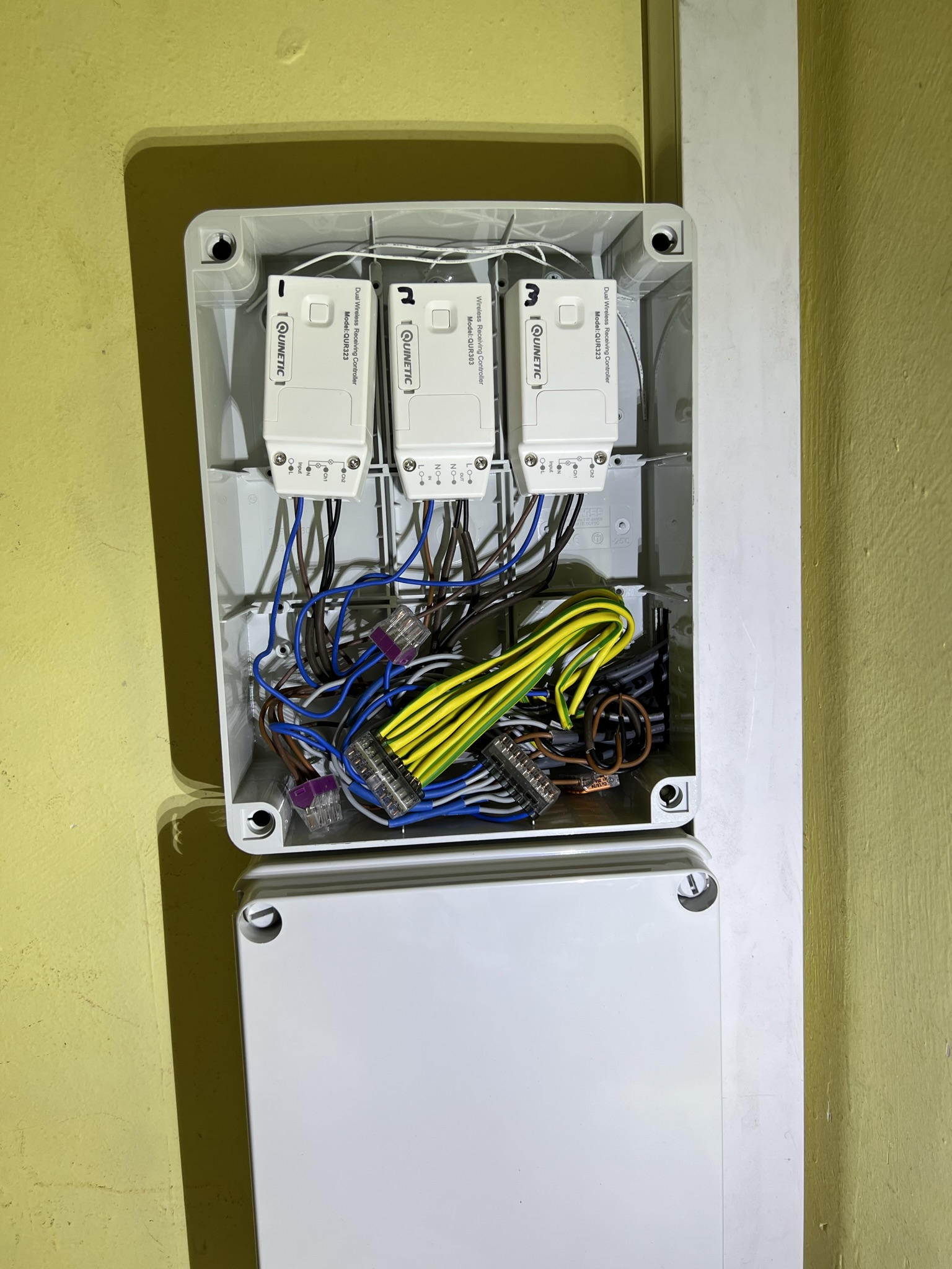 Wireless receivers mounted in closet 