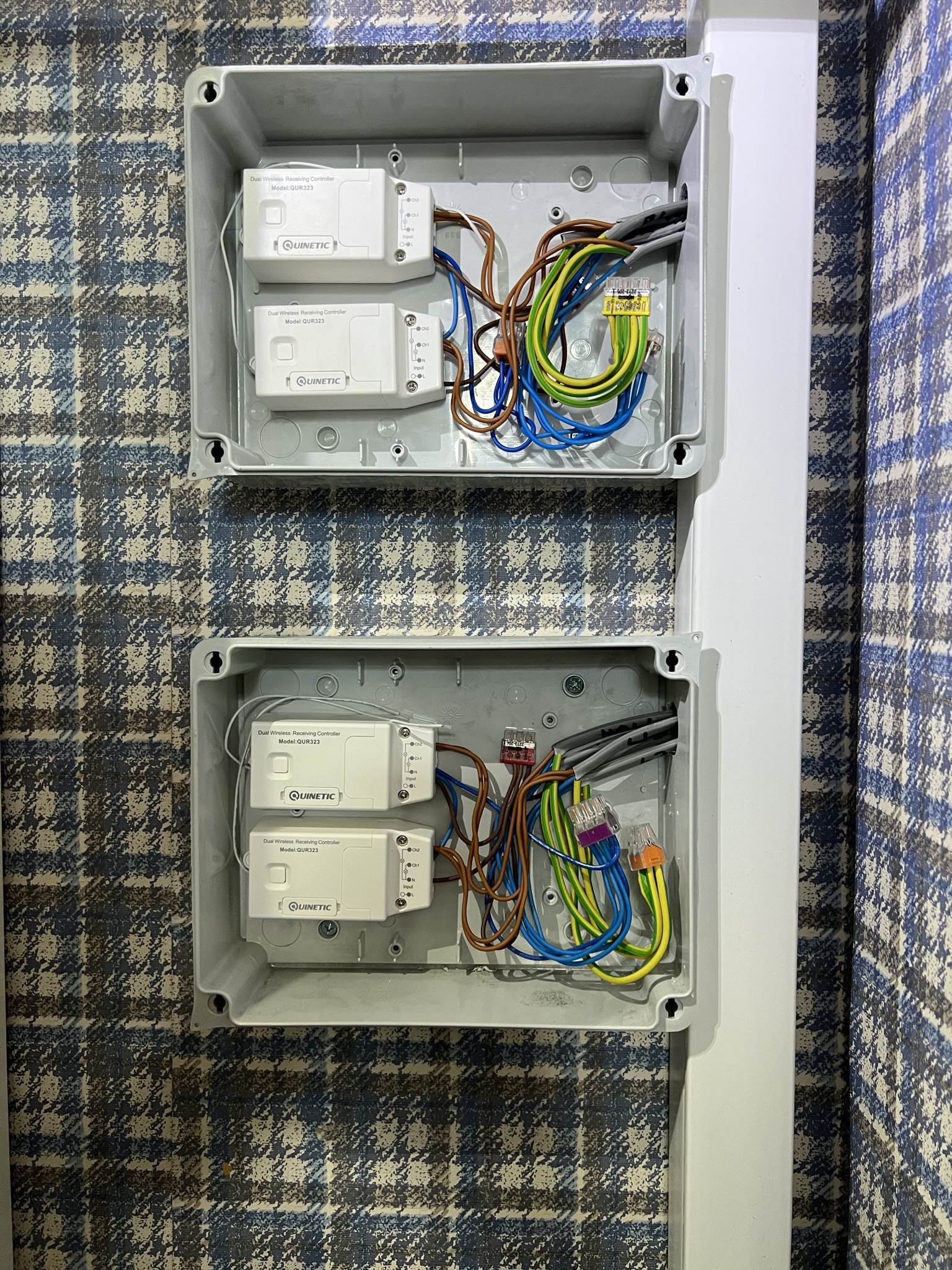 Wireless receivers mounted in closet 