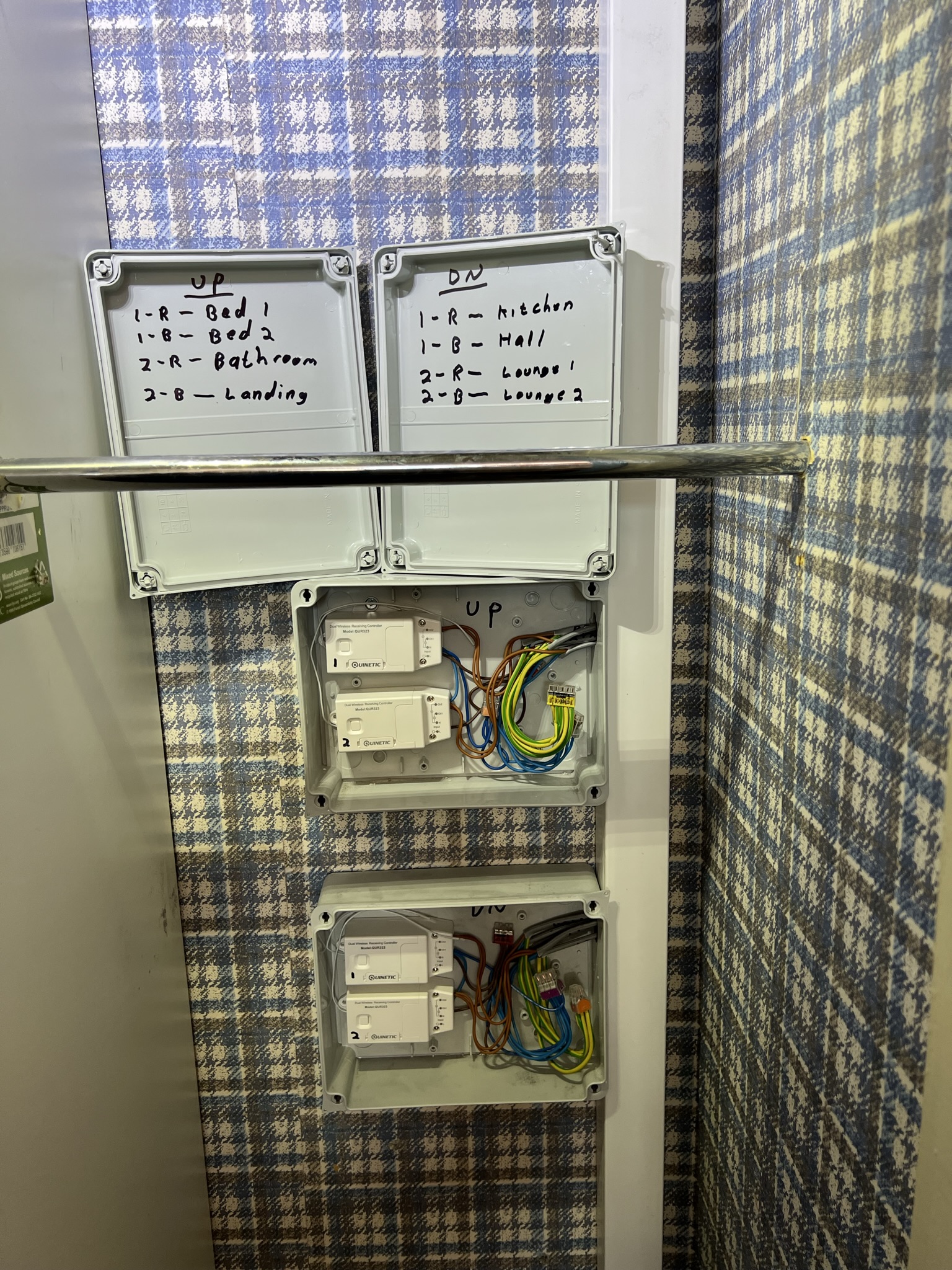 Wireless receivers mounted in closet 